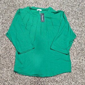 NEW Green Pull Over Top with 3/4 Sleeves FANTASLOOK Woman's Plus Size 4X